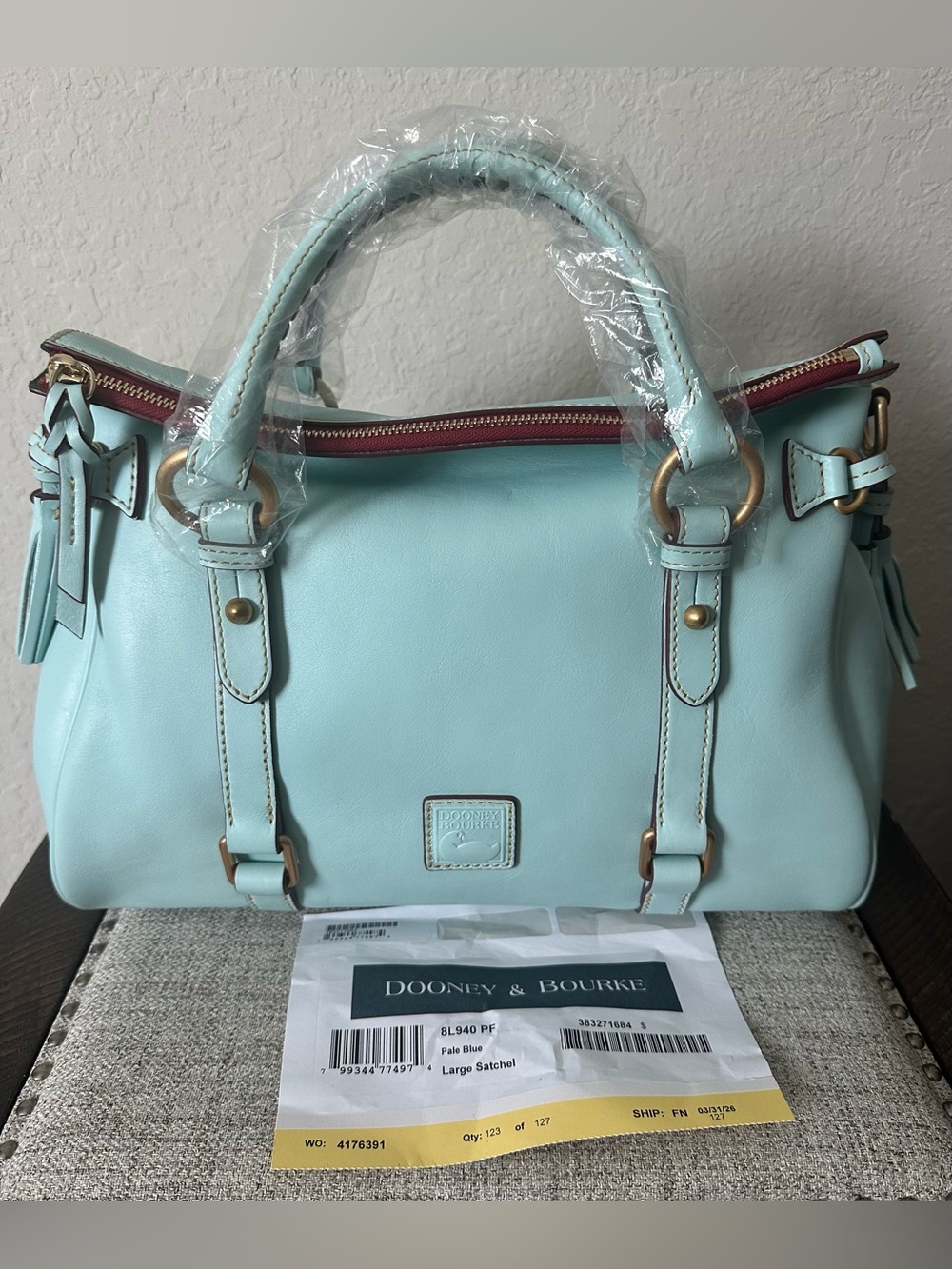Dooney & Bourke Pale Blue Florentine Large Satchel
